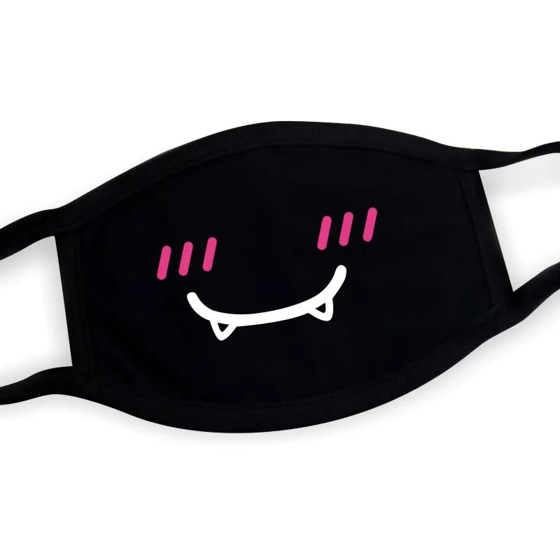 Black Cotton Winter Mask — Unisex Thickened Half-Face Cotton Cartoon Pattern Anti-Dust Respirator