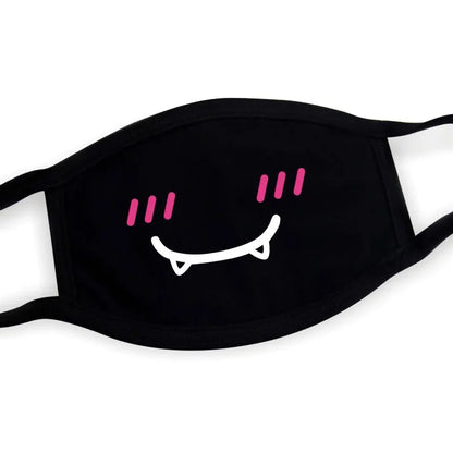 Black Cotton Winter Mask — Unisex Thickened Half-Face Cotton Cartoon Pattern Anti-Dust Respirator
