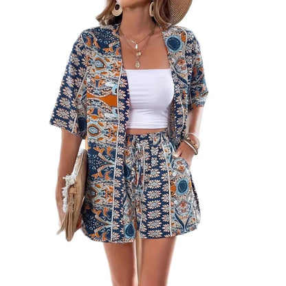 2025 Women’s Casual Printed Short Pants Set – Loose Summer Two-Piece Outfit for Women