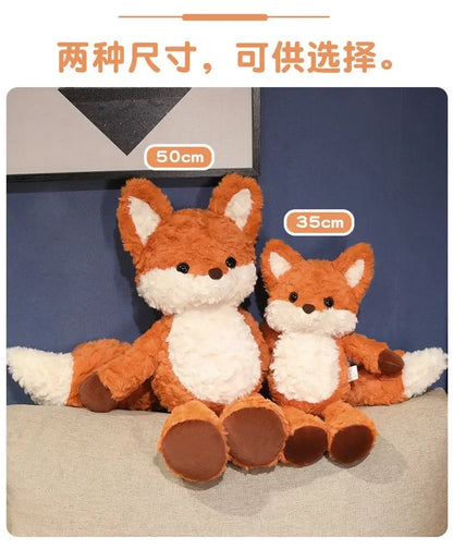 35cm/50cm Cute Fluffy Orange Fox Plush Toy – Soft Cartoon Stuffed Doll, Perfect Birthday Gift