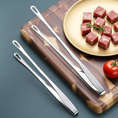 Long Stainless Steel Kitchen Tongs - Non-Slip Heat-Resistant BBQ Grill, Steak & Cooking Utensil Tool