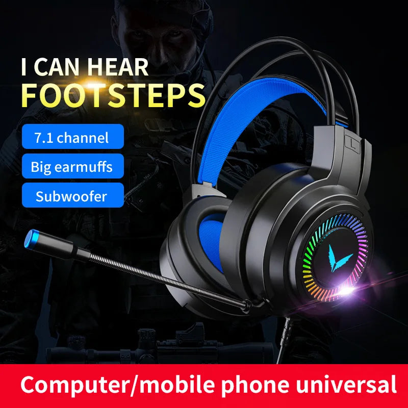 G58 Wired Gaming Headset - 7.1 Stereo, Bass Earphones with Mic, Foldable Headphone for PC & Computer Gamers