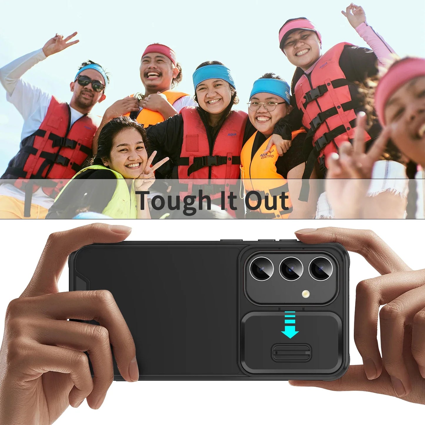 Samsung Galaxy S Series Slide Camera Armor Case – Compatible with S21/S22/S23/S24/S25 Ultra & FE Models