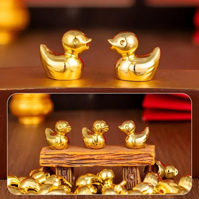 20pcs Mini Golden Duck Figurines - Resin Yellow Ducklings, Dollhouse Decor, Fairy Garden & Craft Scenery