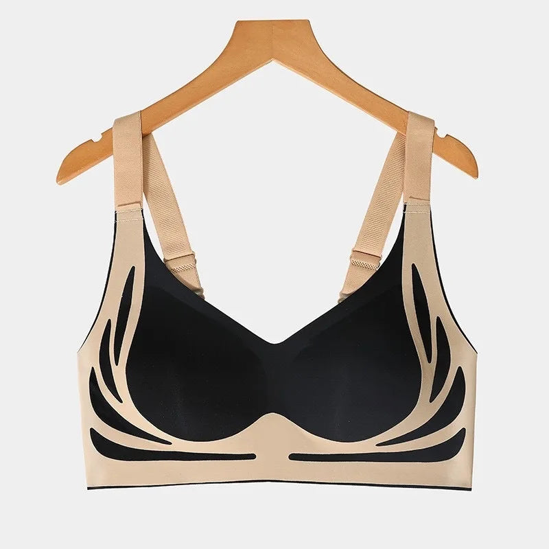 Seamless Push-Up Bra for Women – Wireless Gathered Support Full Coverage Comfort Bra with Adjustable Straps Anti-Sagging Soft Underwear