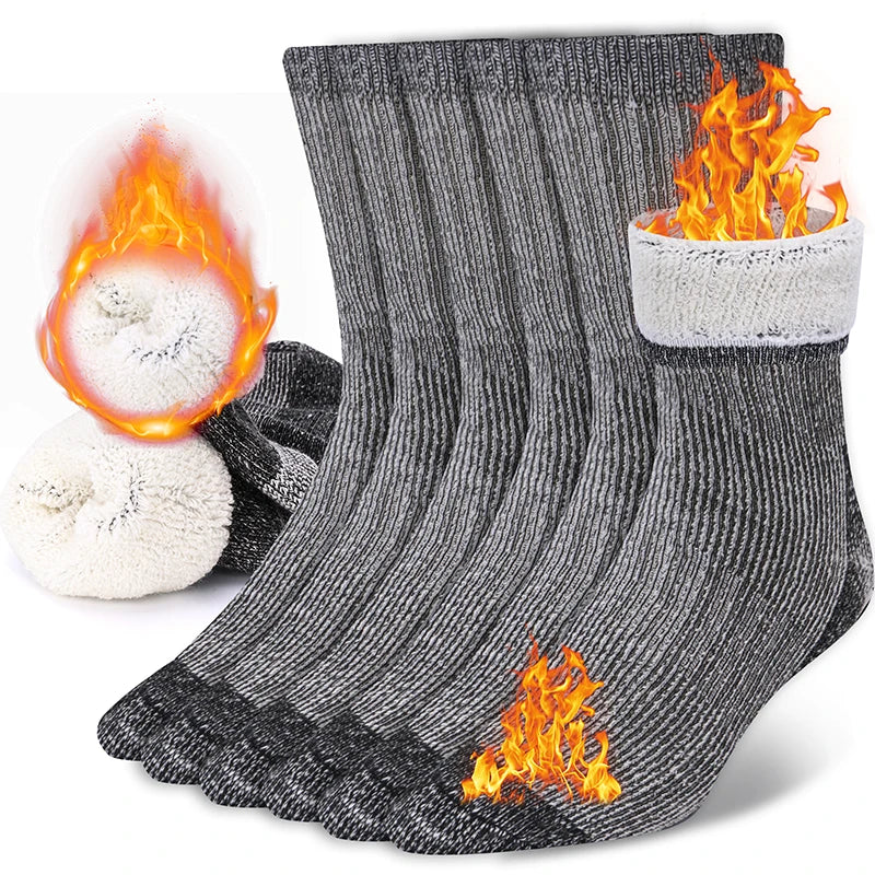 3 Pairs Merino Wool Crew Socks | Thermal Warmth for Men & Women, Ideal for Winter Work, Hiking, Running & Outdoor Sports