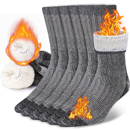 3 Pairs Merino Wool Crew Socks | Thermal Warmth for Men & Women, Ideal for Winter Work, Hiking, Running & Outdoor Sports