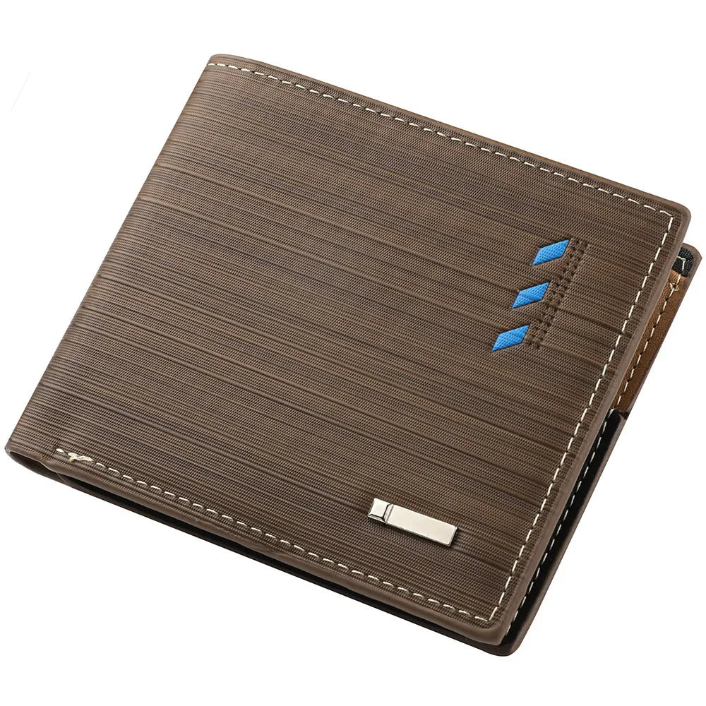 Men's Stripe Wallet - High-Quality Leather Multi-Function ID and Credit Card Holder with Two-Fold Money Clip and Coin Purse
