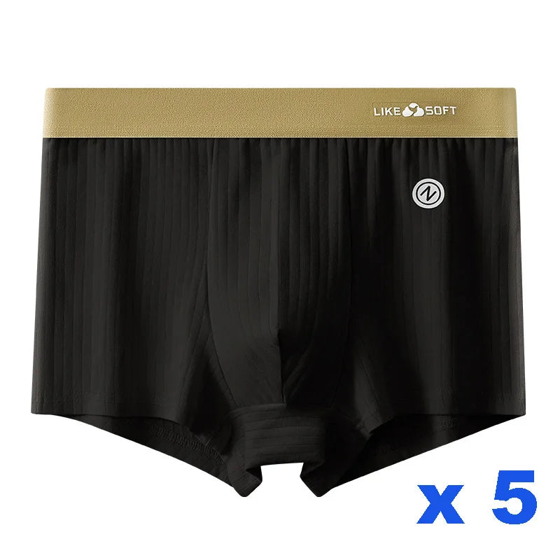 5PCS Men's Striped Boxer Shorts - Funny Comfortable Underwear with U-Convex Design
