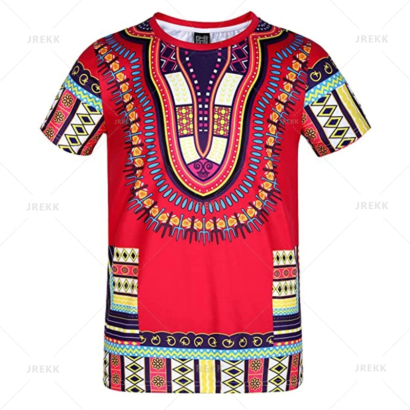 Summer African Dashiki 3D Print T-Shirt - Harajuku Ethnic Pattern Streetwear Tee for Men and Kids