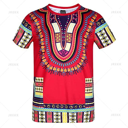 Summer African Dashiki 3D Print T-Shirt - Harajuku Ethnic Pattern Streetwear Tee for Men and Kids