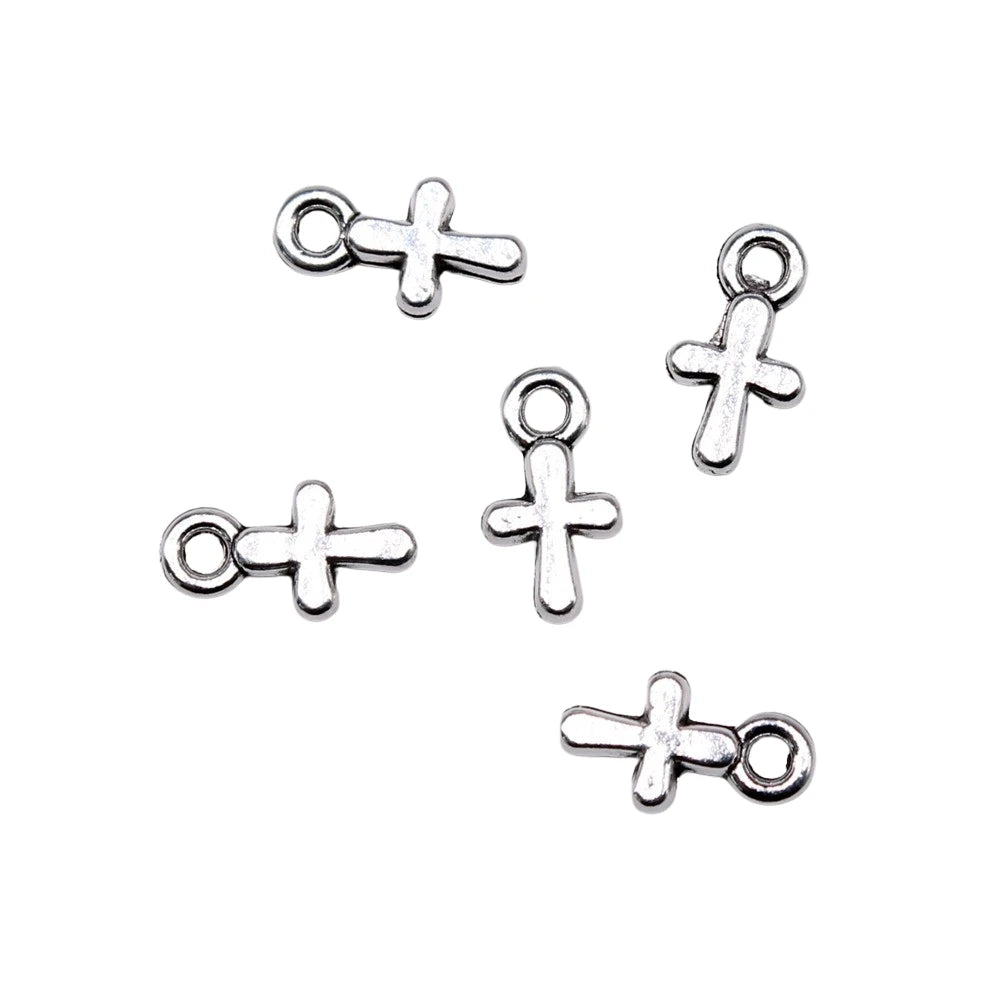40Pcs Alloy Cross Charms - 10x6mm DIY Jewelry Pendants for Bracelets, Necklaces & Crafts