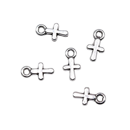 40Pcs Alloy Cross Charms - 10x6mm DIY Jewelry Pendants for Bracelets, Necklaces & Crafts