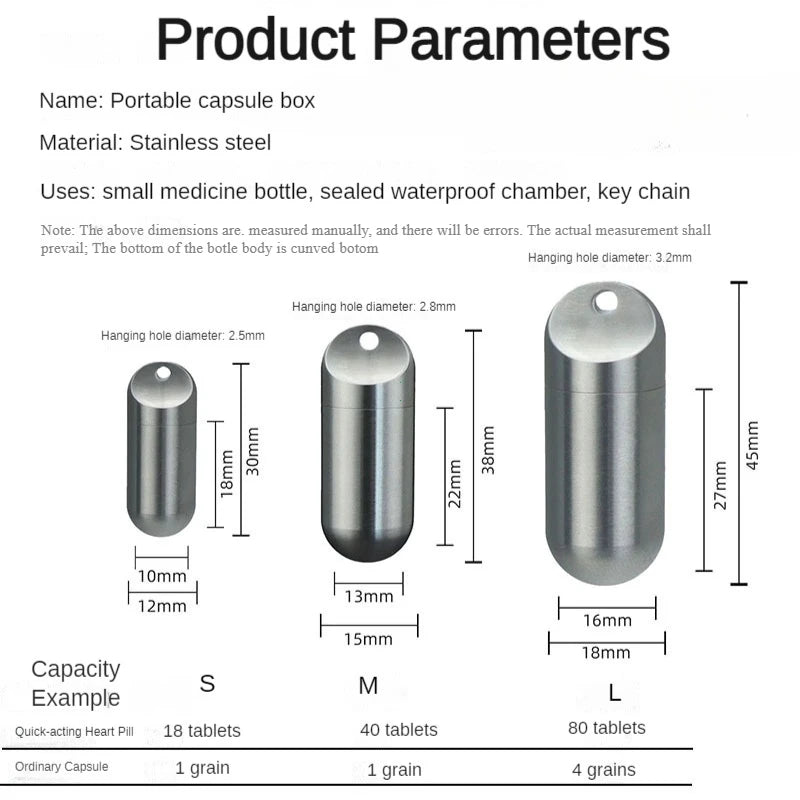 Portable Waterproof Metal Capsule Box – Mini Stainless Steel Pill Case Holder for Medicine, EDC Tool, and Seal Bottle
