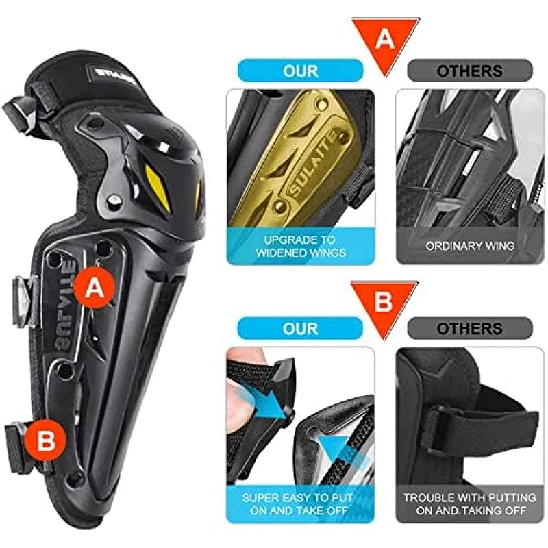 Motocross Knee Pads Protection Gear - Motorcycle Knee and Elbow Guards for Off Road Racing MTB Riding Safety