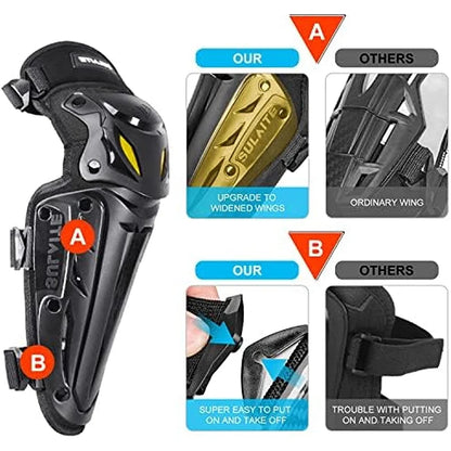 Motocross Knee Pads Protection Gear - Motorcycle Knee and Elbow Guards for Off Road Racing MTB Riding Safety