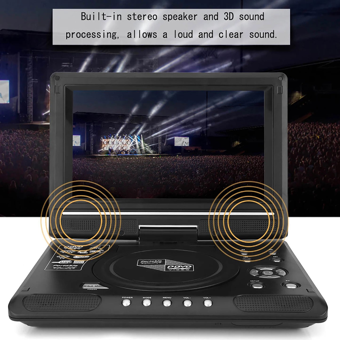 9 Inch Portable DVD Player - HD LCD Screen Media Player with Game Support, TV Function and FM Radio