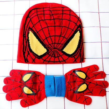 Spider-Man Cosplay Hat & Accessories - Cartoon Knitted Scarf, Warm Gloves & Christmas Cap for Boys and Girls