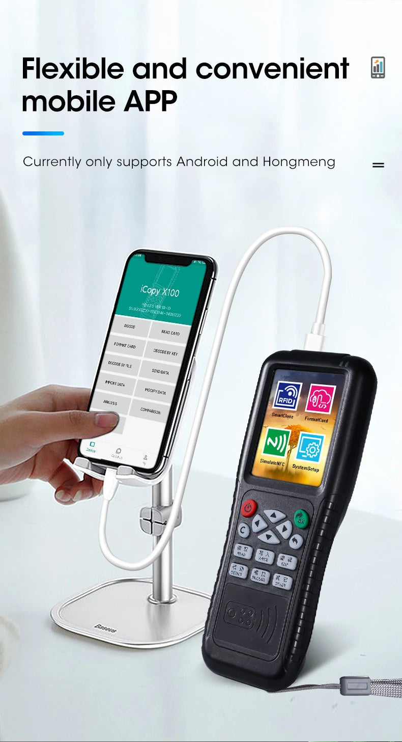 RFID Reader & Writer | Key Card Programmer, NFC Copier & Decoder with Mobile App