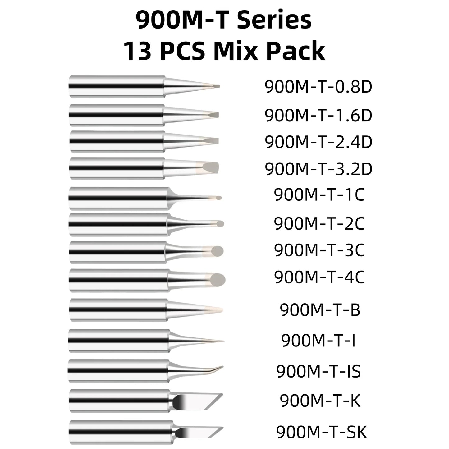 13PCS 900M-T Soldering Iron Tips Set - Lead-Free Welding Heads & Repair Accessories