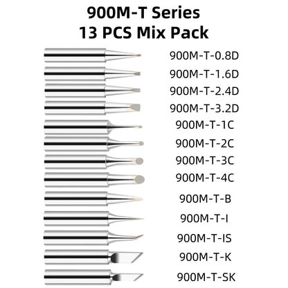 13PCS 900M-T Soldering Iron Tips Set - Lead-Free Welding Heads & Repair Accessories