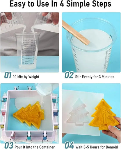 Silicone Mold Making Kit Liquid Rubber, Clear 1:1 Mix Mold Making Silicone for Craft Casting and DIY Projects