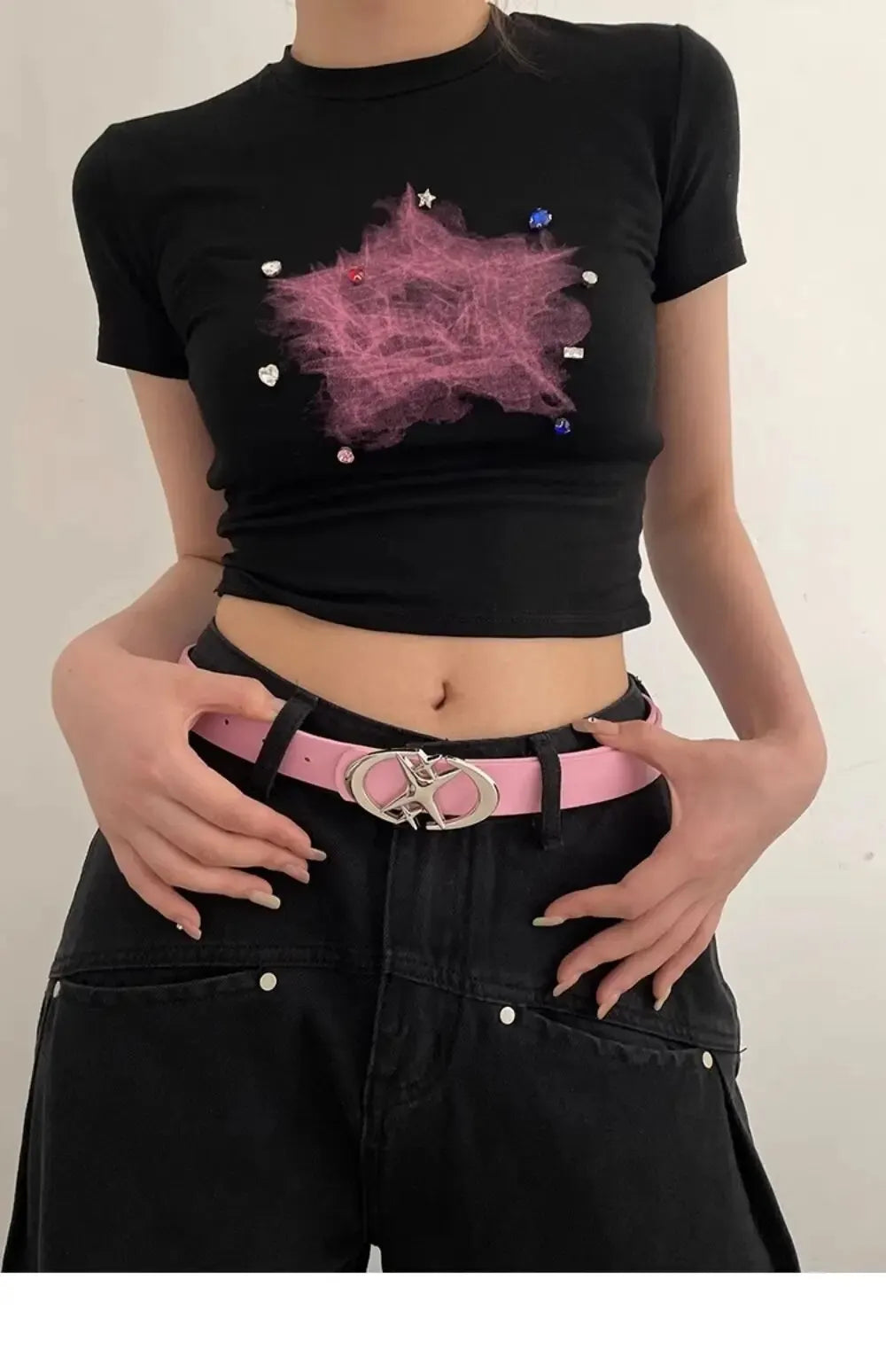 Women’s Punk Star Buckle Belt – Cross Metal Vintage Gothic Y2K PU Leather Waistband for Pants & Jeans, Unisex Fashion Belt