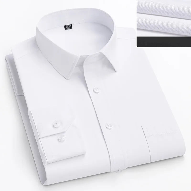 Men’s Plus Size Dress Shirt - Long Sleeve Business Office Shirt 8XL-11XL Regular Fit White Top