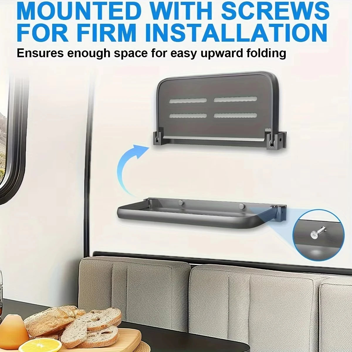 Foldable Aluminum RV Drop-Down Shelf – Space-Saving Wall Storage Rack for Campers & RV Organization