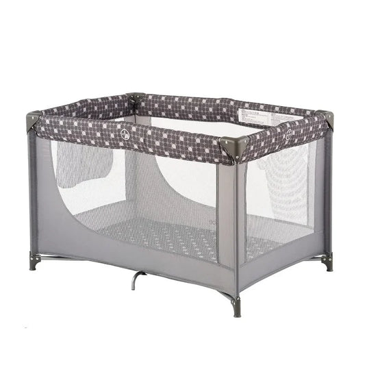 Portable Baby Crib Playpen with Mattress & Carry Bag — Foldable Travel Play Yard, Grey