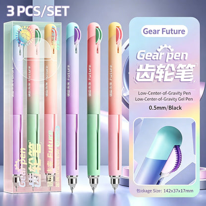 Metal Gear Fidget Pen - Low Center of Gravity 0.5mm Quick-Dry Ink Pen for Exams & Office Use
