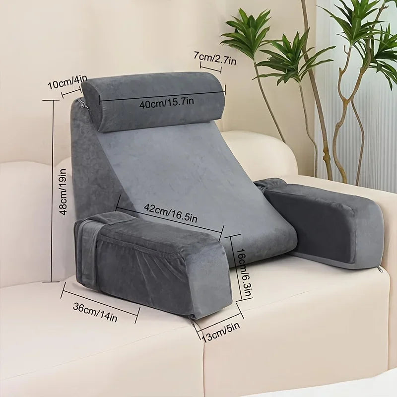 Extra Large Memory Foam Reading Pillow – Bed & Arm Rest Cushion for TV, Gaming, Comfort, Bed & Chair Support