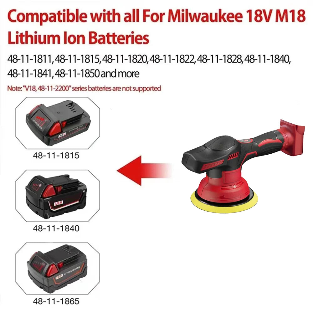 Cordless Car Polisher – 8 Gear Adjustable Electric Waxing, Sanding & Sealing Glaze Tool, Fits Makita/Dewalt/Milwaukee 20V Battery