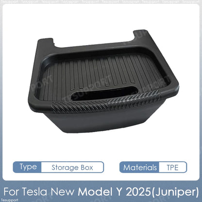 Tesla Model Y 2025 Juniper Rear Seat Storage Box – TPE Backseat Organizer & Trash Bin Accessory
