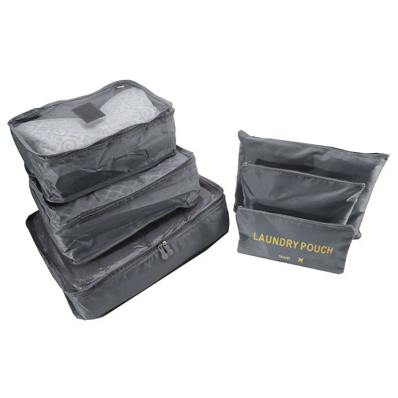 6PCS Travel Storage Bag Set – Clothes Organizer, Wardrobe Pouches & Packing Cubes for Suitcases