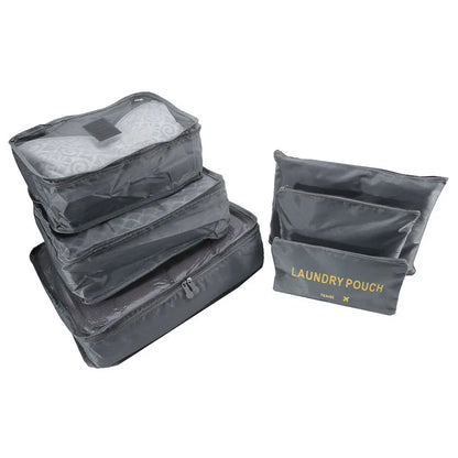 6PCS Travel Storage Bag Set – Clothes Organizer, Wardrobe Pouches & Packing Cubes for Suitcases