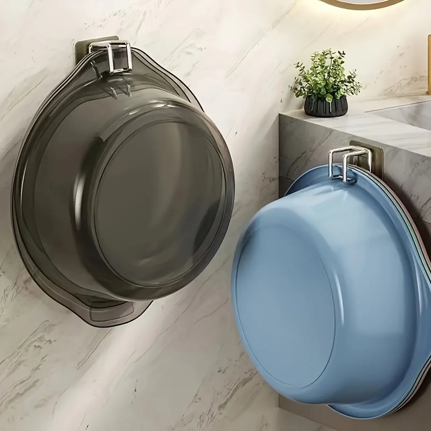 1/2/4/6PCS Stainless Steel Washbasin Hooks — Multifunction Punch-Free Kitchen & Bathroom Rack, Towel & Basin Storage Holder
