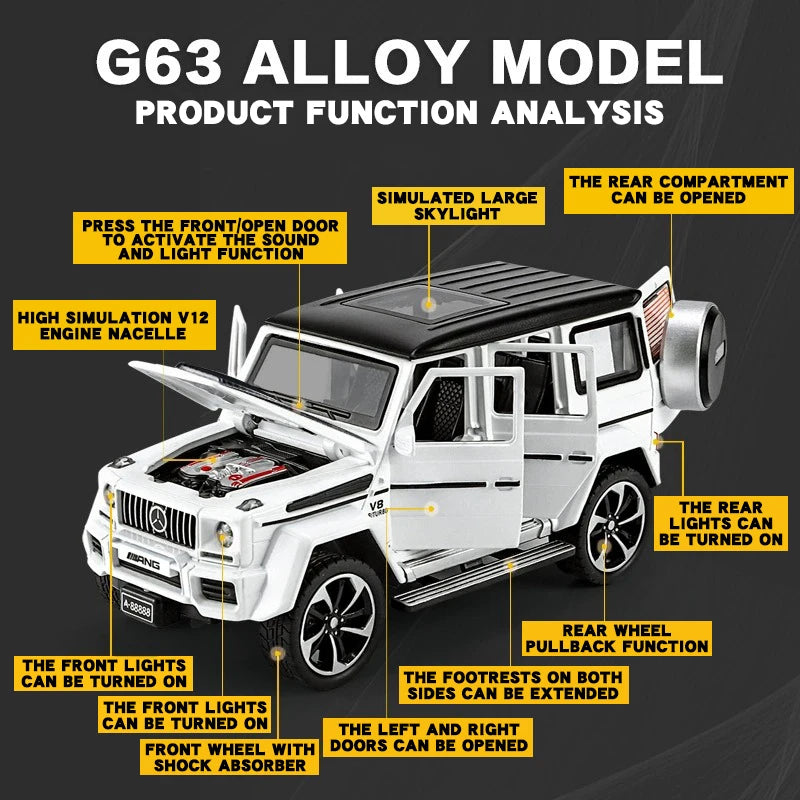 1:32 Mercedes Benz G63 Diecast Model Car with Sound & Light – Off-road SUV Miniature Alloy Toy Gift for Boyfriend
