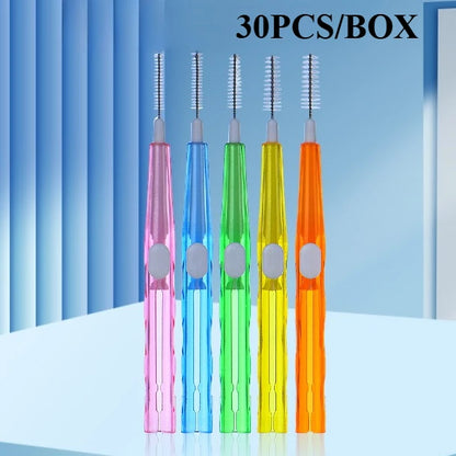 30-Piece Interdental Toothpick Brushes – 0.6-1.5mm I-Shape Dental Floss for Oral Care