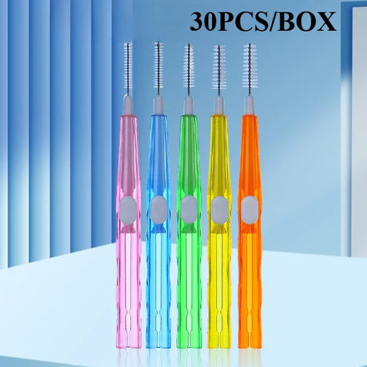 30-Piece Interdental Toothpick Brushes – 0.6-1.5mm I-Shape Dental Floss for Oral Care