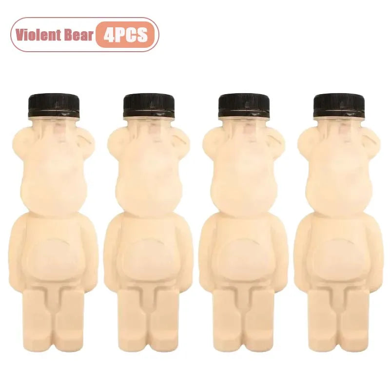 1-10PCS 500ml Cartoon Bear Portable Bottles – Cute Transparent Drink Containers for Bubble Tea, Juice & Party Supplies
