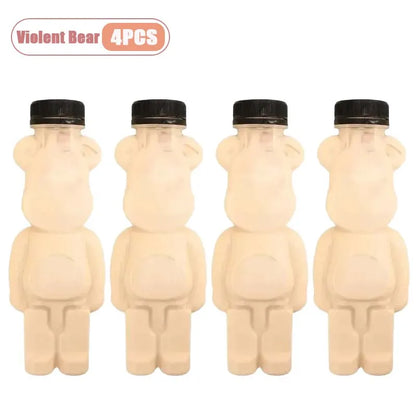 1-10PCS 500ml Cartoon Bear Portable Bottles – Cute Transparent Drink Containers for Bubble Tea, Juice & Party Supplies