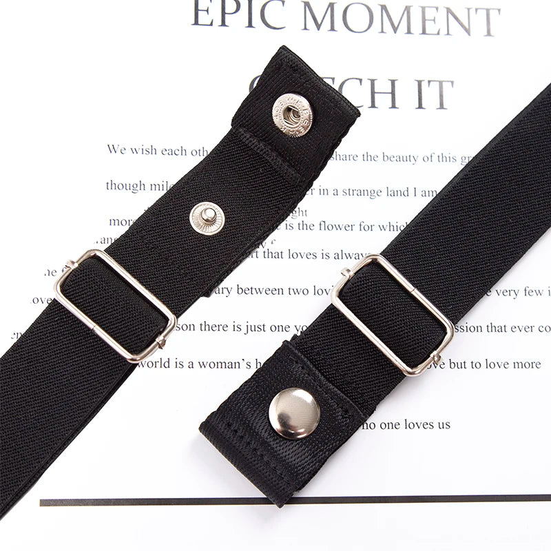 Elastic Buckle-Free Canvas Belt for Women – Stretch Waist Belt for Jeans & Pants, Invisible Lazy Belt