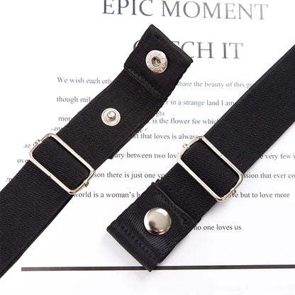Elastic Buckle-Free Canvas Belt for Women – Stretch Waist Belt for Jeans & Pants, Invisible Lazy Belt