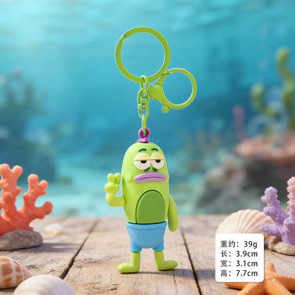 Bikini Bottom Ugly Fish Keychain - Colorful Cartoon Pendant for Car, Bag, and Festival Gifts