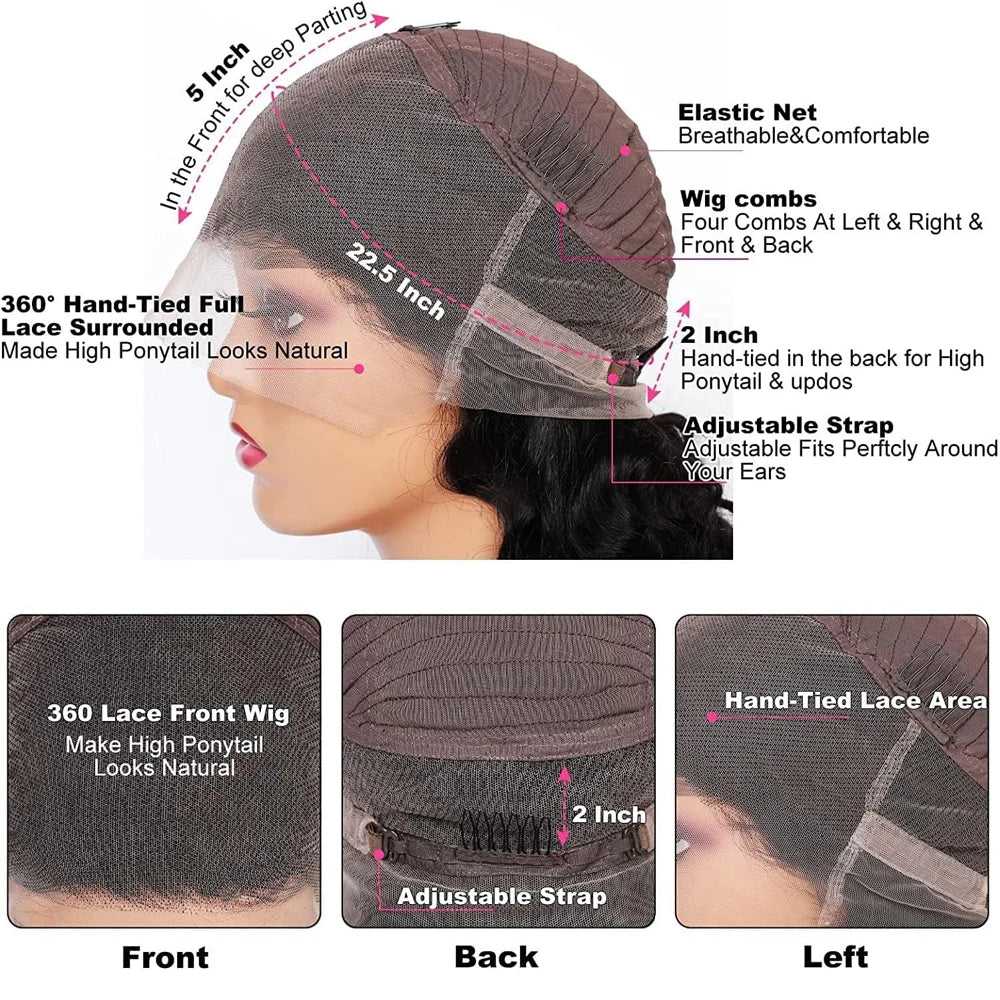 250% Density 360 Full HD Lace Front Human Hair Wig – 13x6 Straight Pre-Plucked Glueless Ready-to-Wear Wig for Women