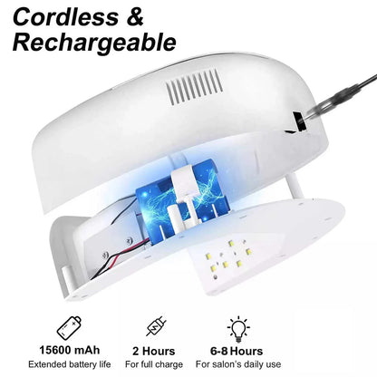 SUN UV S20 Rechargeable Nail Lamp - 60W Wireless UV LED Gel Polish Dryer for Manicure & Pedicure Nail Care