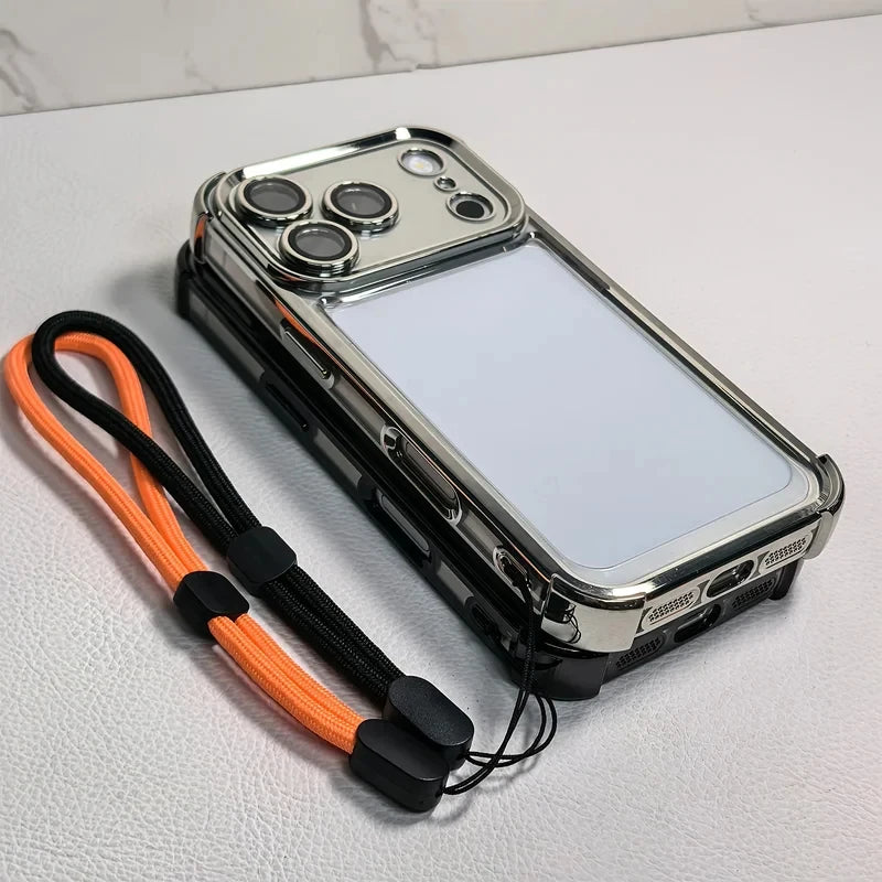 Luxury Clear Shockproof iPhone Case - Wrist Strap, Lens Protector & Protective Cover