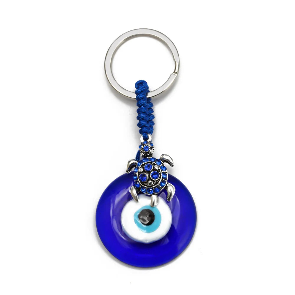 Lucky Eye Fatima Hand Keychain – Alloy Tree of Life Elephant Owl Blue Turkish Evil Eye Car Keyring Jewelry for Men & Women Gift