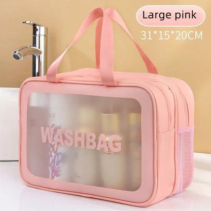 2025 Portable Travel Bag – Dual Transparent Dry & Wet Separation PU Cosmetic Pouch for Fitness and Swimming Essentials